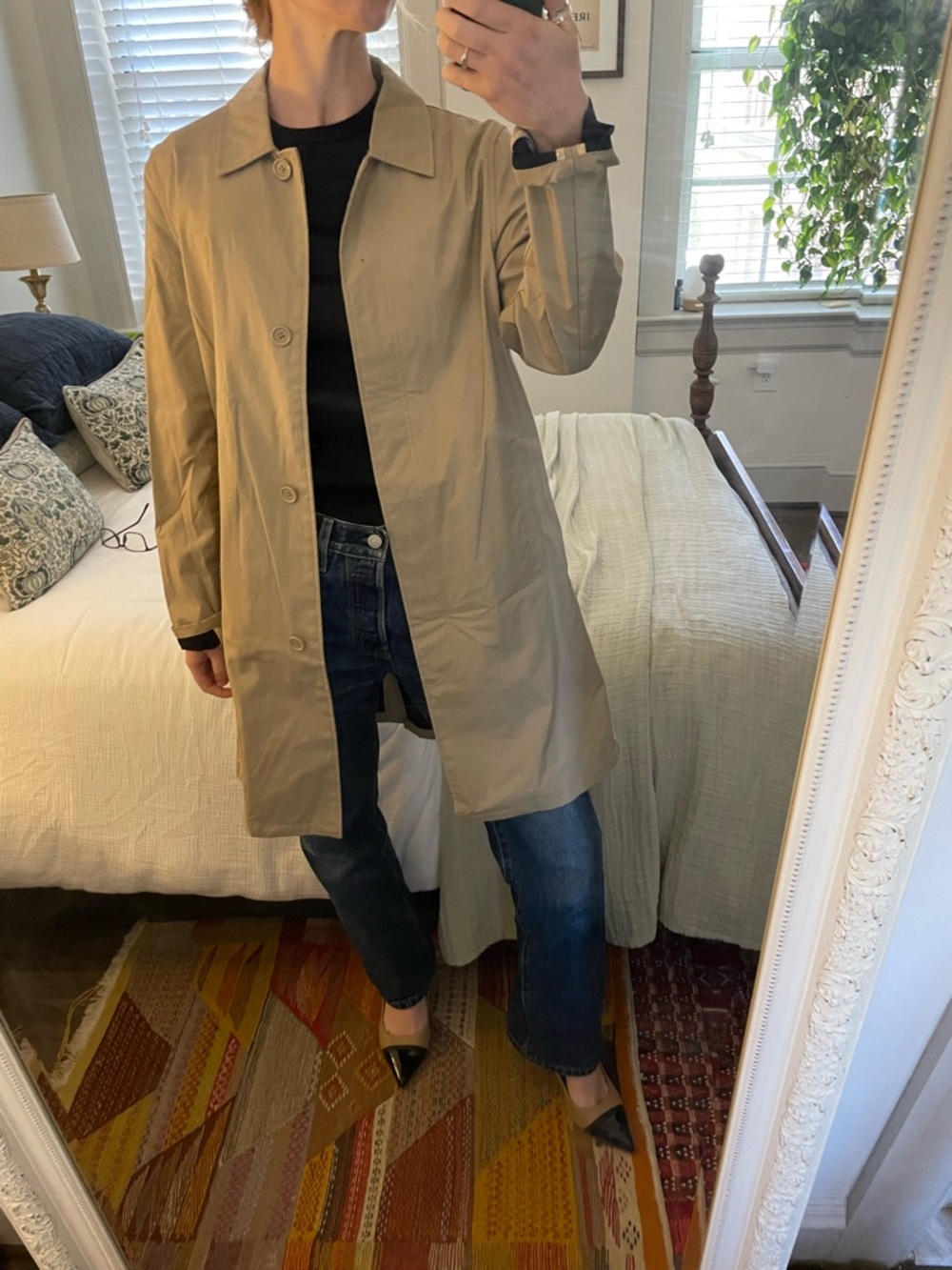 Old Navy Khaki Trench Coat - Women's Lightweight Button Front